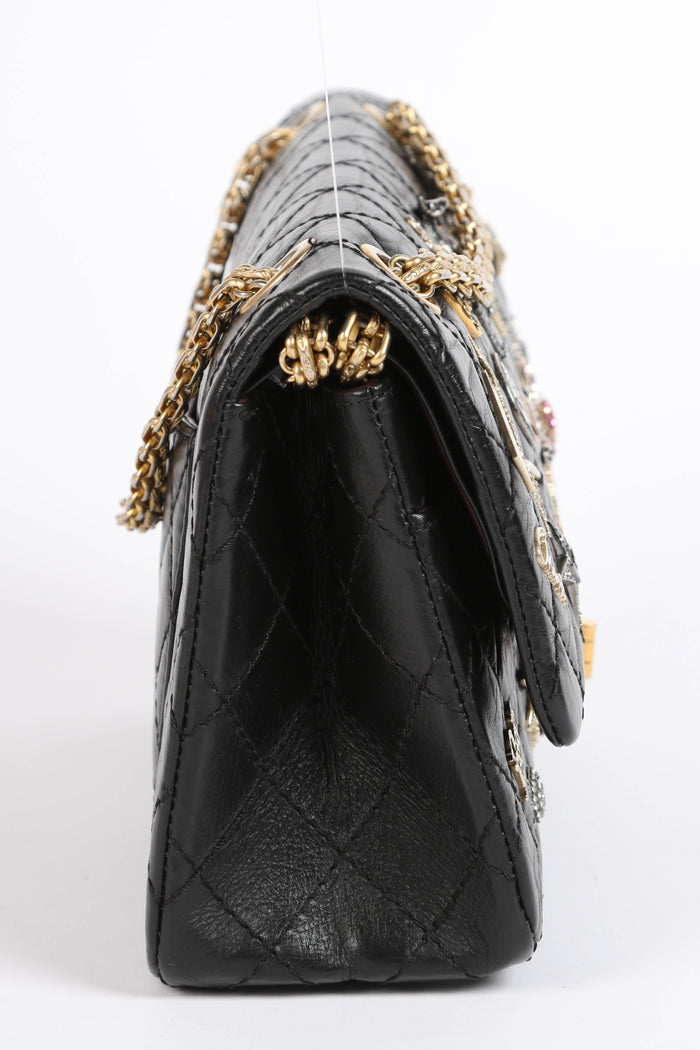 2017 Chanel Black Lucky Charms Reissue 2.55 Double Flap Shoulder Bag