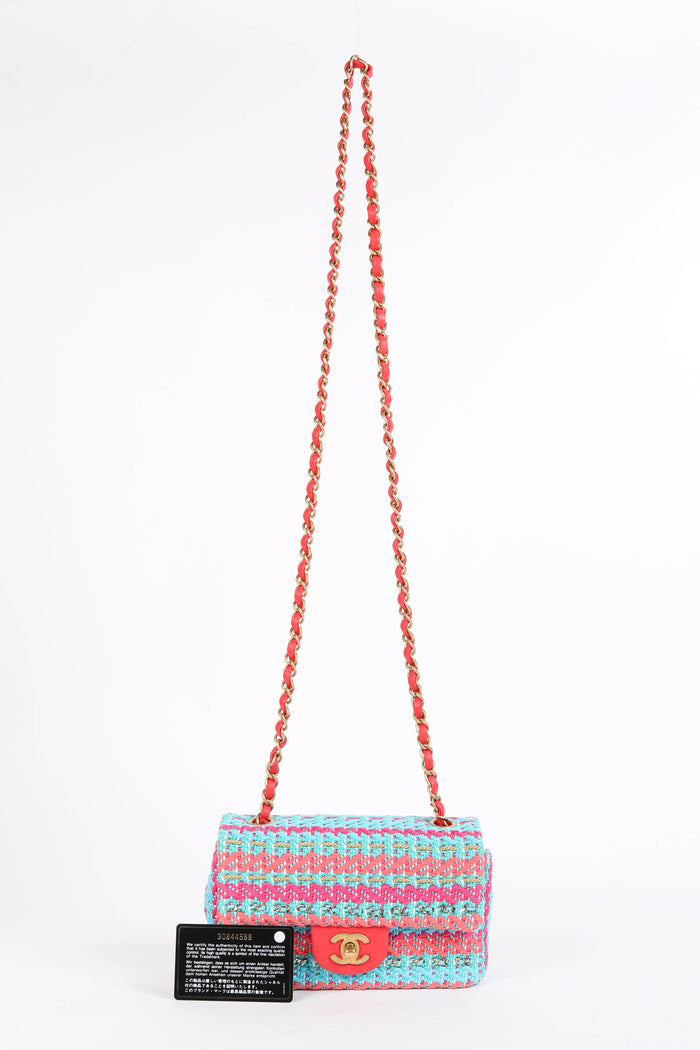 2020 Chanel Multicoloured Tweed Mini Rectangular Single Flap Bag