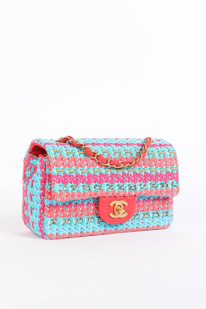 2020 Chanel Multicoloured Tweed Mini Rectangular Single Flap Bag
