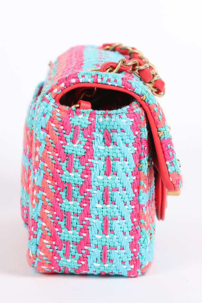 2020 Chanel Multicoloured Tweed Mini Rectangular Single Flap Bag