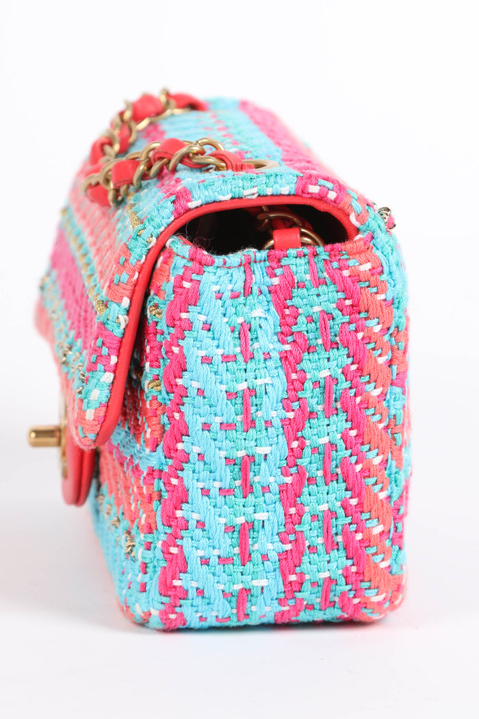 2020 Chanel Multicoloured Tweed Mini Rectangular Single Flap Bag