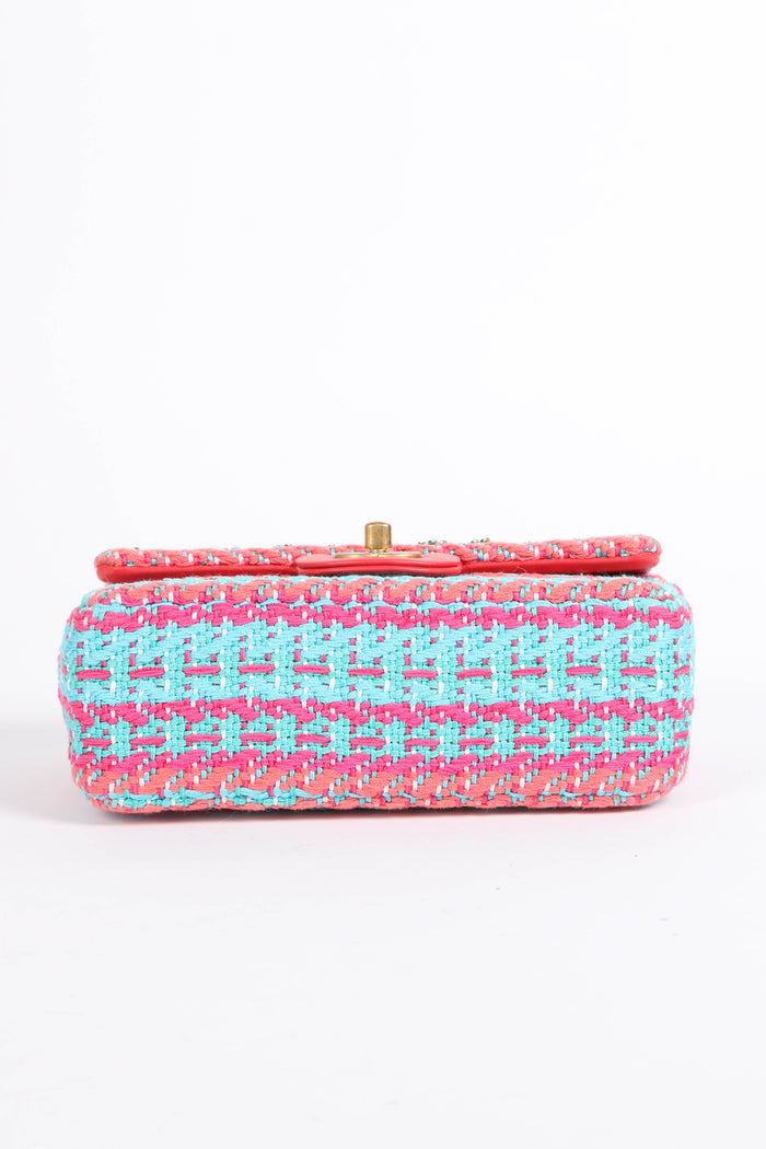 2020 Chanel Multicoloured Tweed Mini Rectangular Single Flap Bag