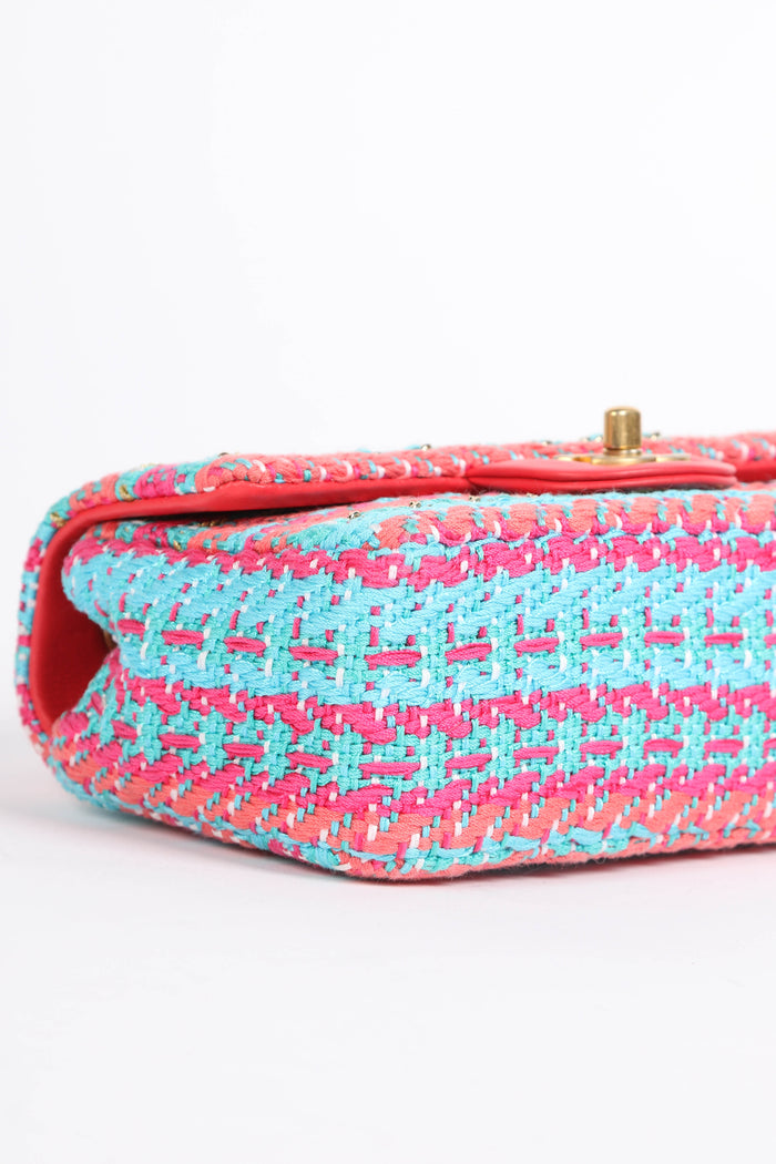 2020 Chanel Multicoloured Tweed Mini Rectangular Single Flap Bag