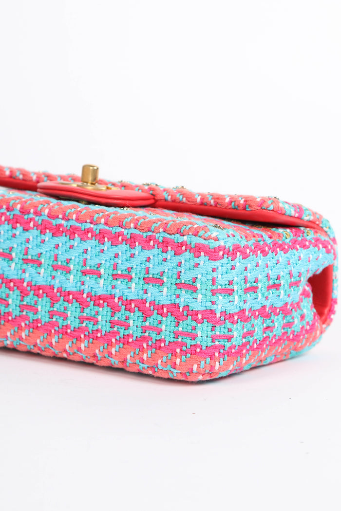 2020 Chanel Multicoloured Tweed Mini Rectangular Single Flap Bag