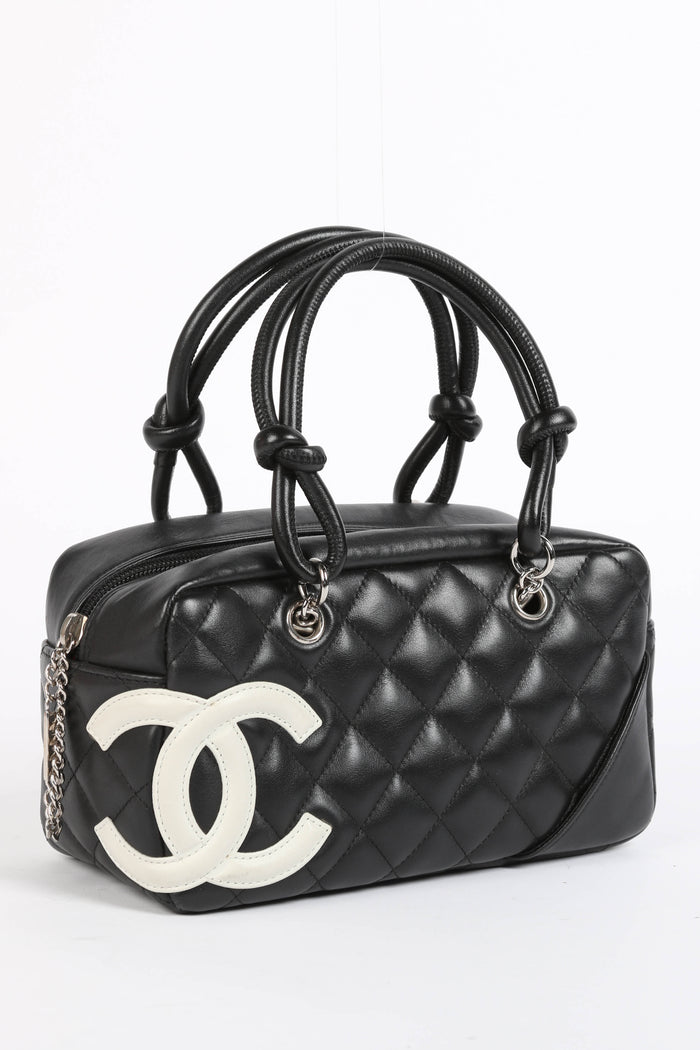 RARE 2000s Chanel Black Mini Rue Cambon Bowling Bag
