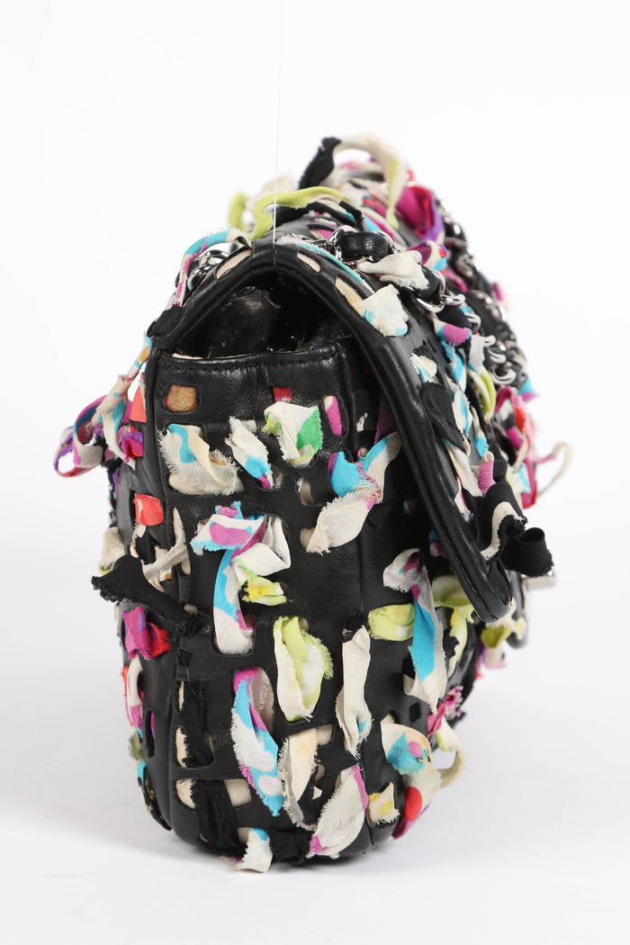 2010s Chanel Silk Ribbon Woven Single Flap Shoulder Bag