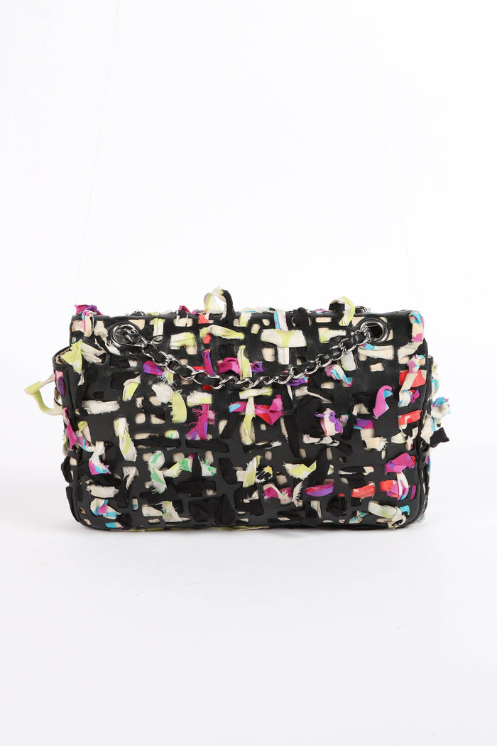 2010s Chanel Silk Ribbon Woven Single Flap Shoulder Bag