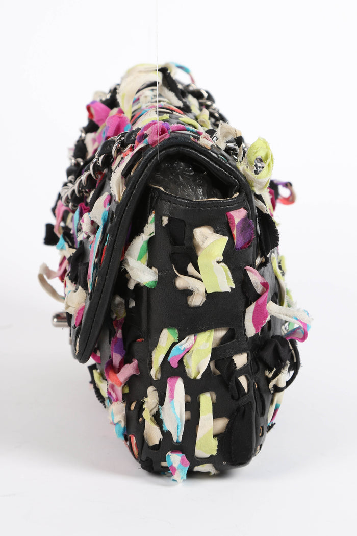 2010s Chanel Silk Ribbon Woven Single Flap Shoulder Bag