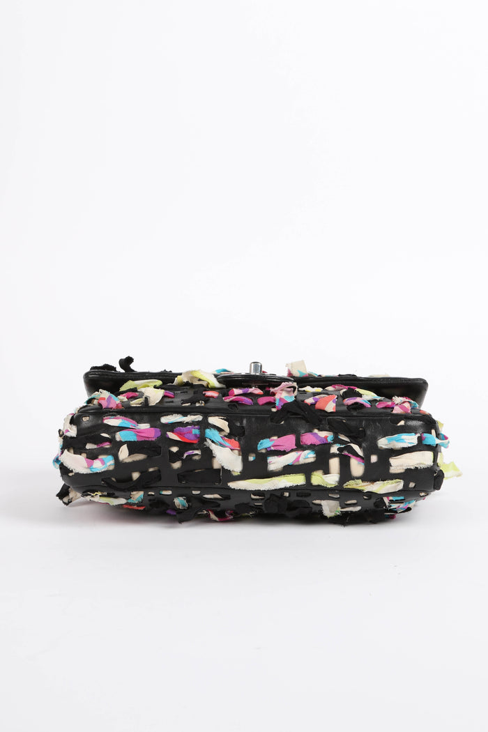 2010s Chanel Silk Ribbon Woven Single Flap Shoulder Bag