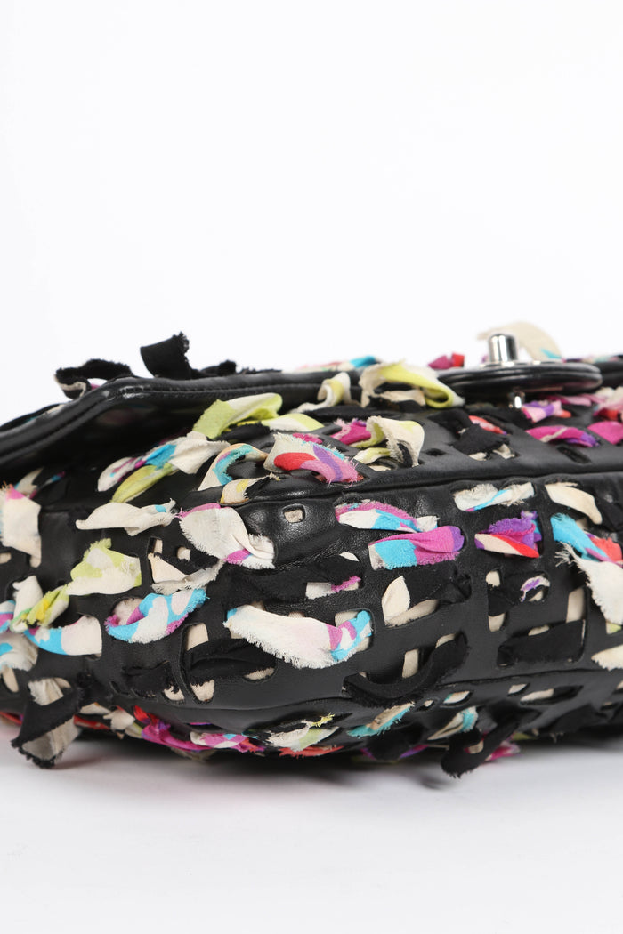 2010s Chanel Silk Ribbon Woven Single Flap Shoulder Bag