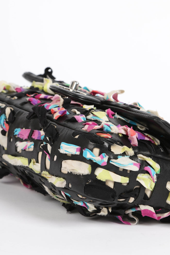 2010s Chanel Silk Ribbon Woven Single Flap Shoulder Bag