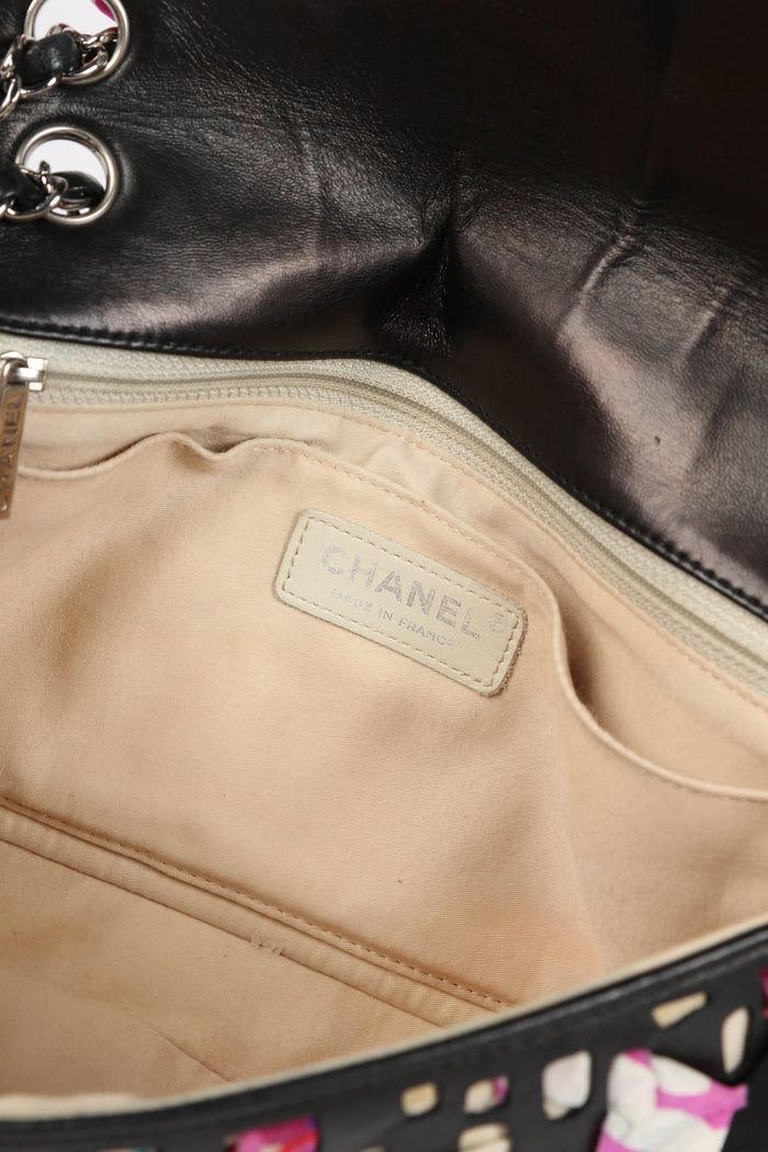 2010s Chanel Silk Ribbon Woven Single Flap Shoulder Bag