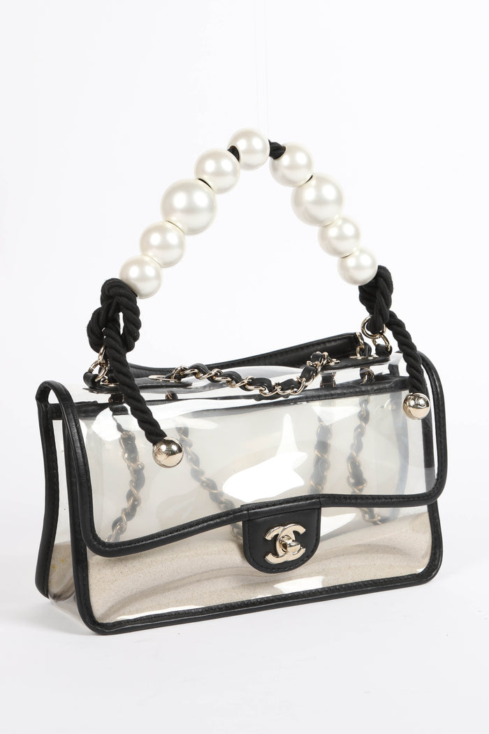SUPER RARE 2019 Chanel Sand By The Sea Pearl PVC Flap Bag