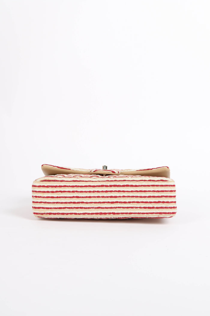 2014 Chanel Red Coco Sailor Jersey Medium Double Flap Shoulder Bag