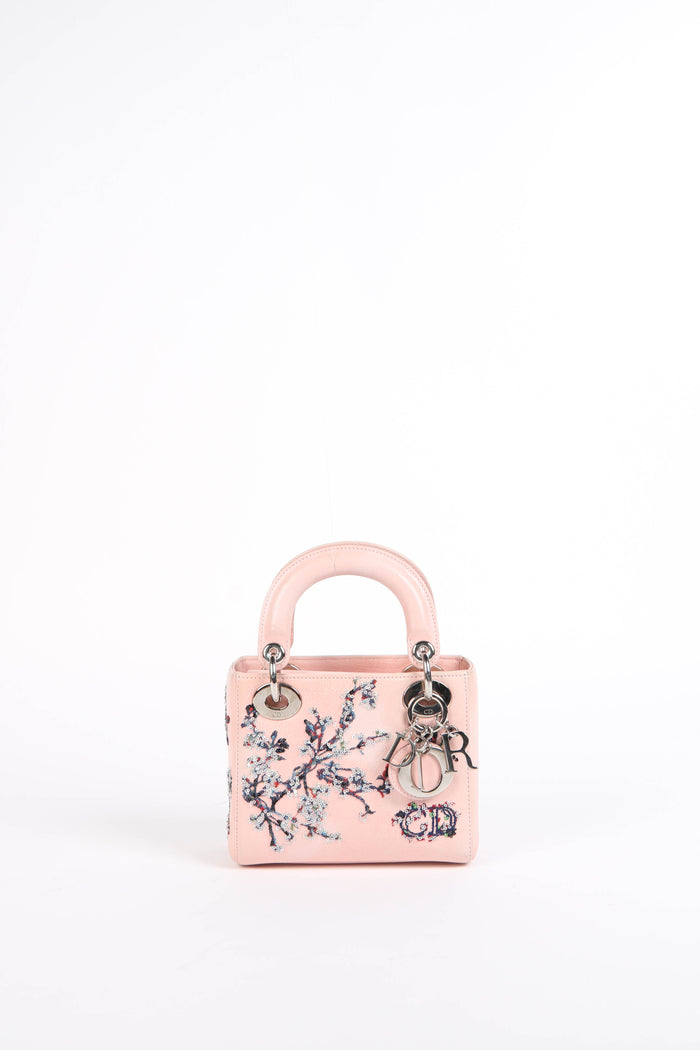 2015 Christian Dior Pink Leather Embellished Mini Lady Dior