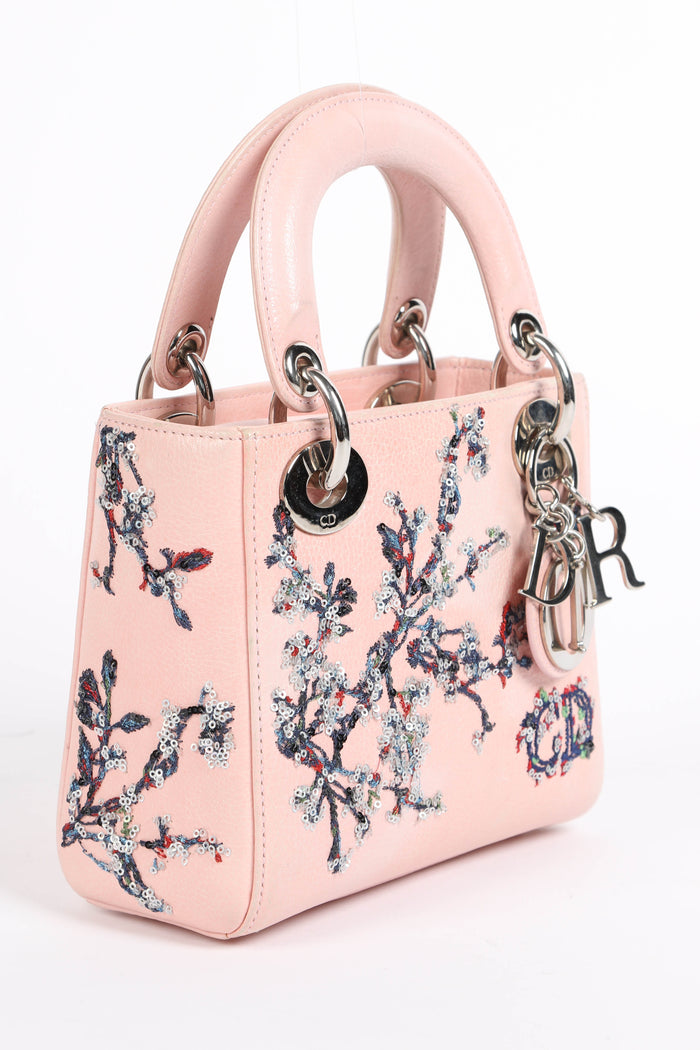 2015 Christian Dior Pink Leather Embellished Mini Lady Dior