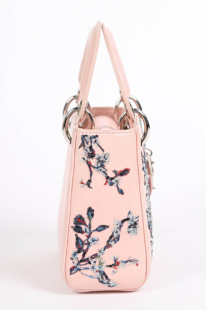 2015 Christian Dior Pink Leather Embellished Mini Lady Dior