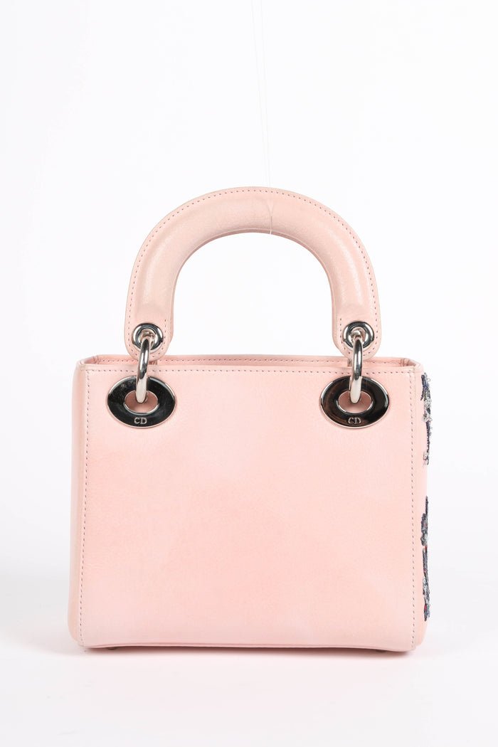 2015 Christian Dior Pink Leather Embellished Mini Lady Dior