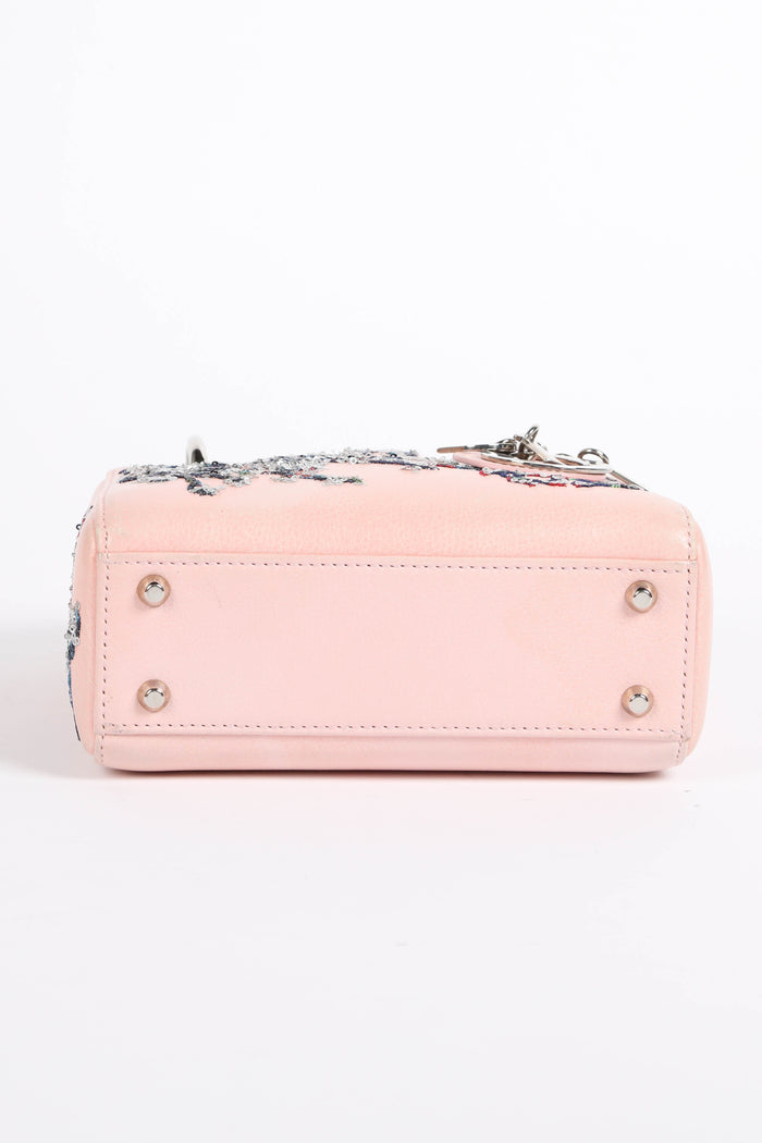 2015 Christian Dior Pink Leather Embellished Mini Lady Dior