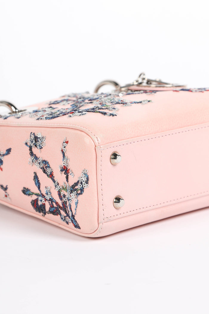 2015 Christian Dior Pink Leather Embellished Mini Lady Dior