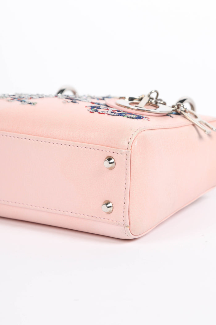2015 Christian Dior Pink Leather Embellished Mini Lady Dior