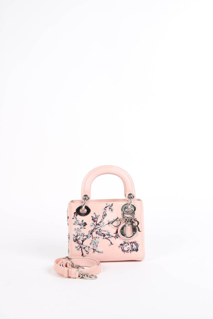 2015 Christian Dior Pink Leather Embellished Mini Lady Dior