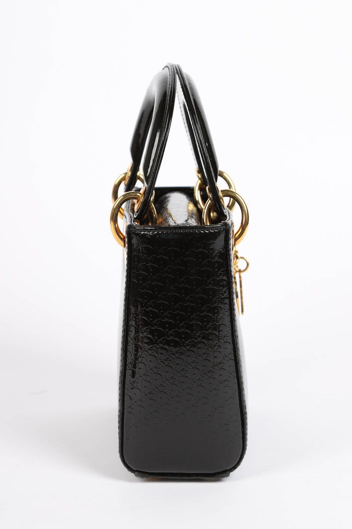 2004 Christian Dior Black Patent Leather Mini Lady Dior