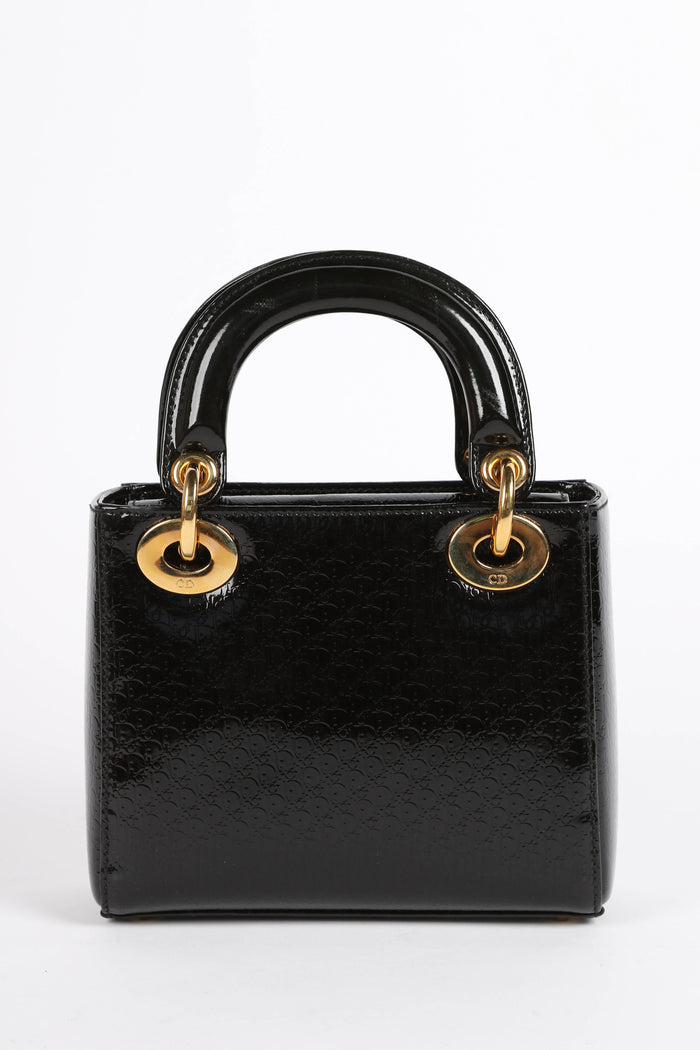 2004 Christian Dior Black Patent Leather Mini Lady Dior