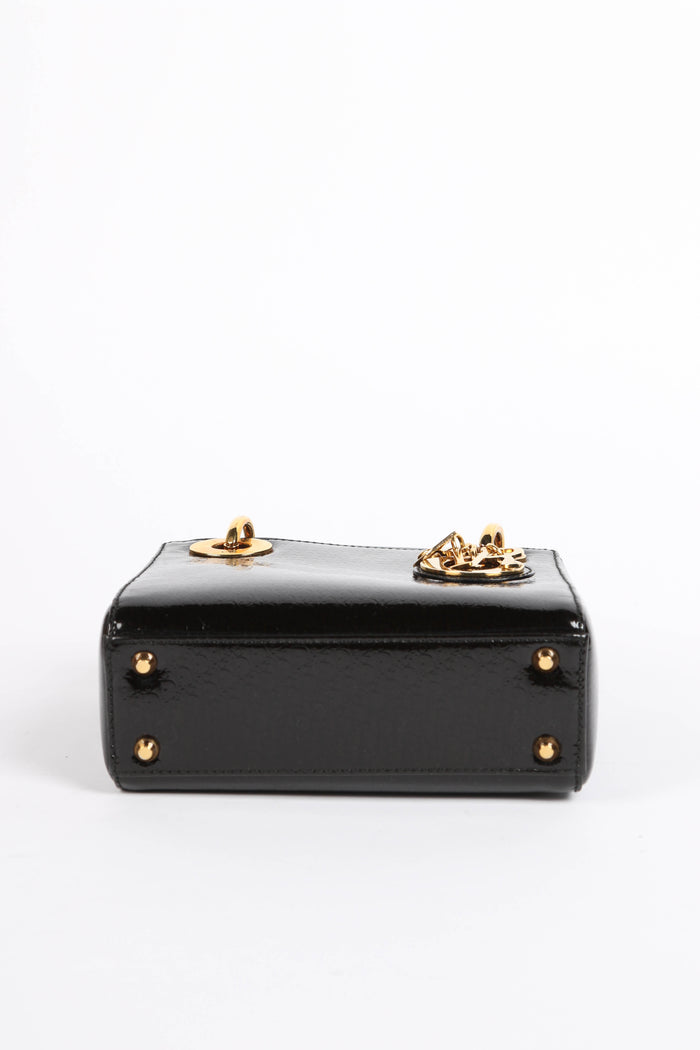 2004 Christian Dior Black Patent Leather Mini Lady Dior