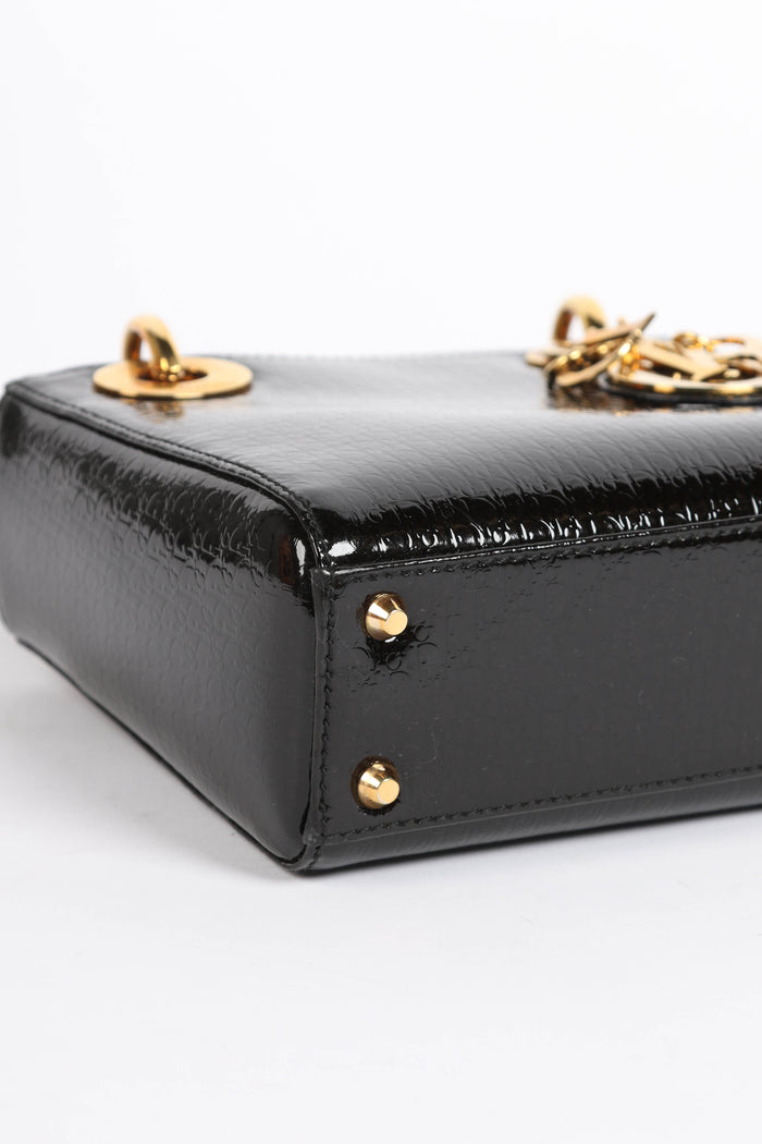 2004 Christian Dior Black Patent Leather Mini Lady Dior