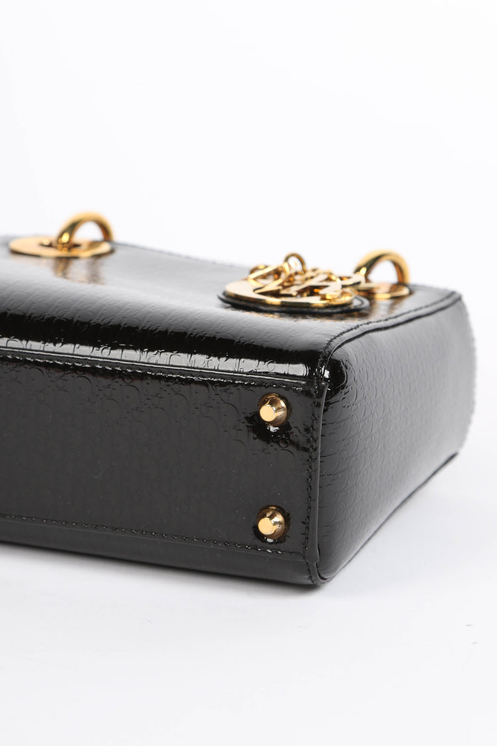 2004 Christian Dior Black Patent Leather Mini Lady Dior