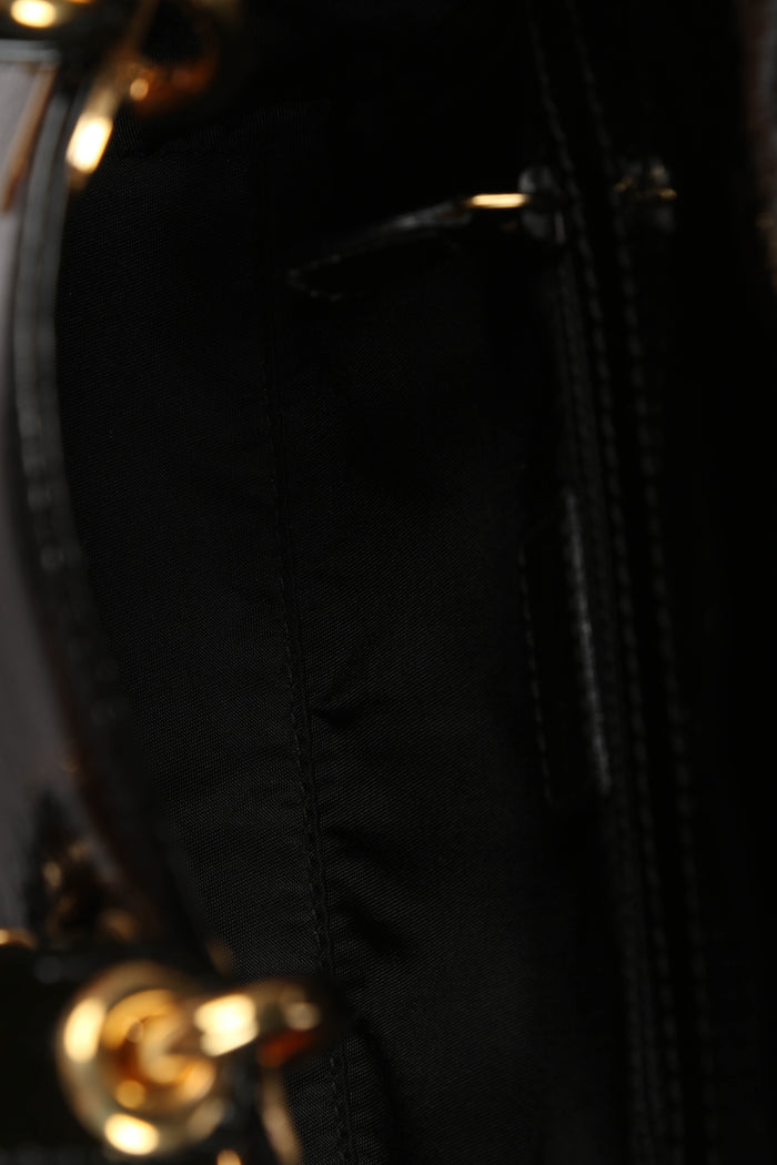 2004 Christian Dior Black Patent Leather Mini Lady Dior