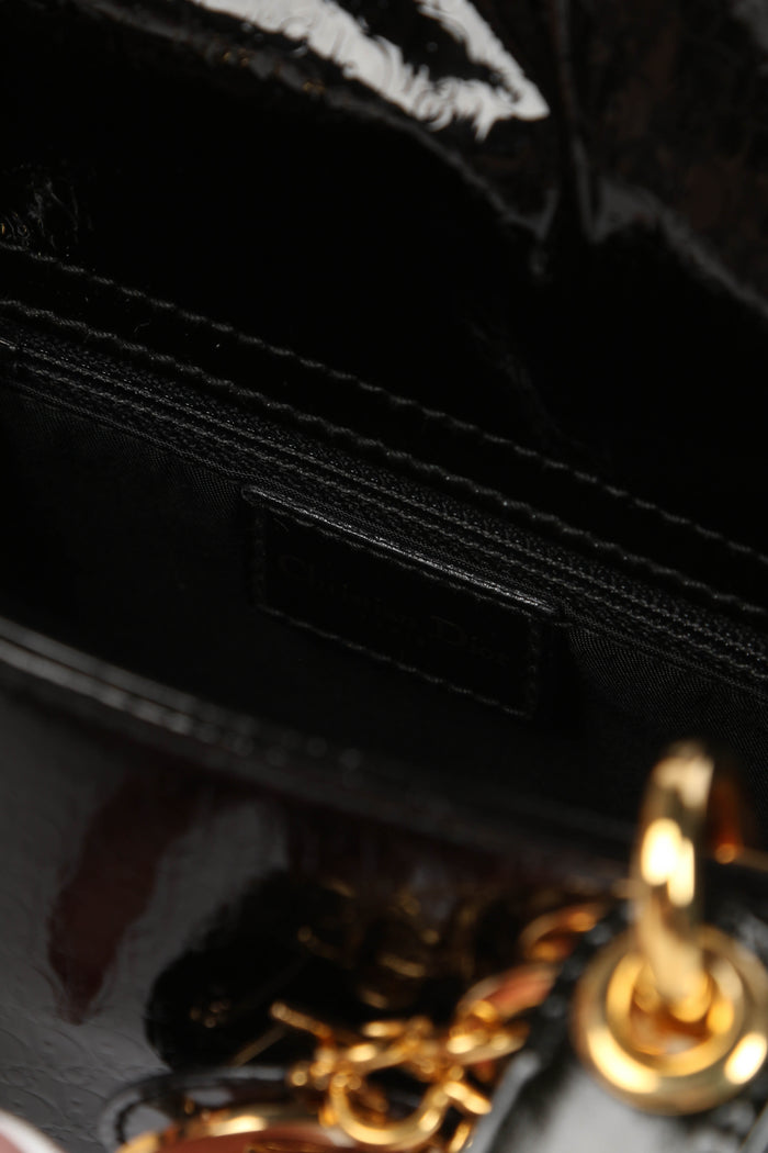 2004 Christian Dior Black Patent Leather Mini Lady Dior