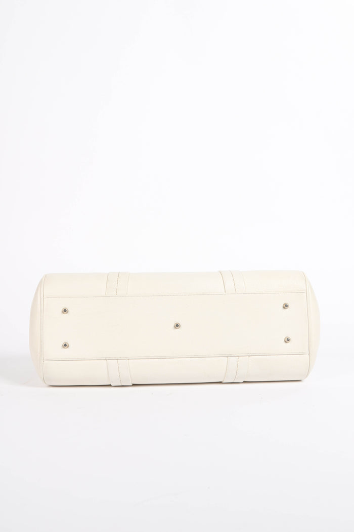 2000s Christian Dior White Leather Detective Top Handle Bag