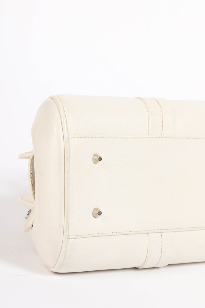 2000s Christian Dior White Leather Detective Top Handle Bag