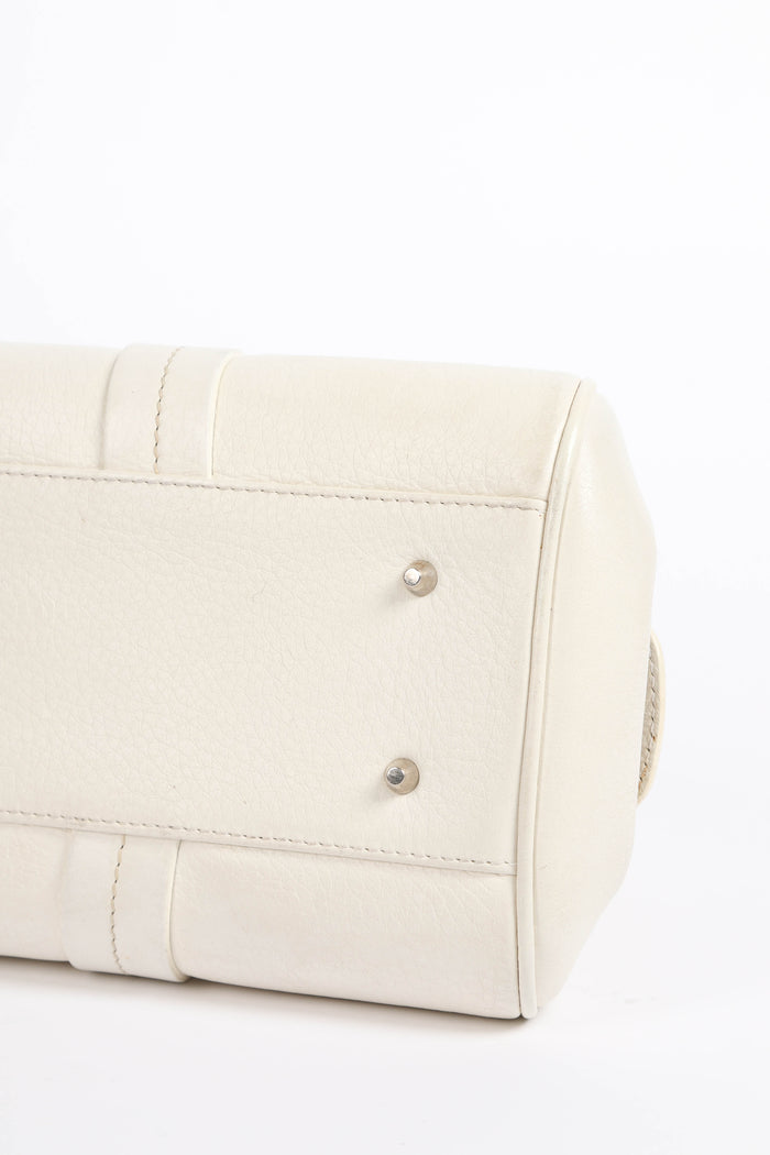 2000s Christian Dior White Leather Detective Top Handle Bag