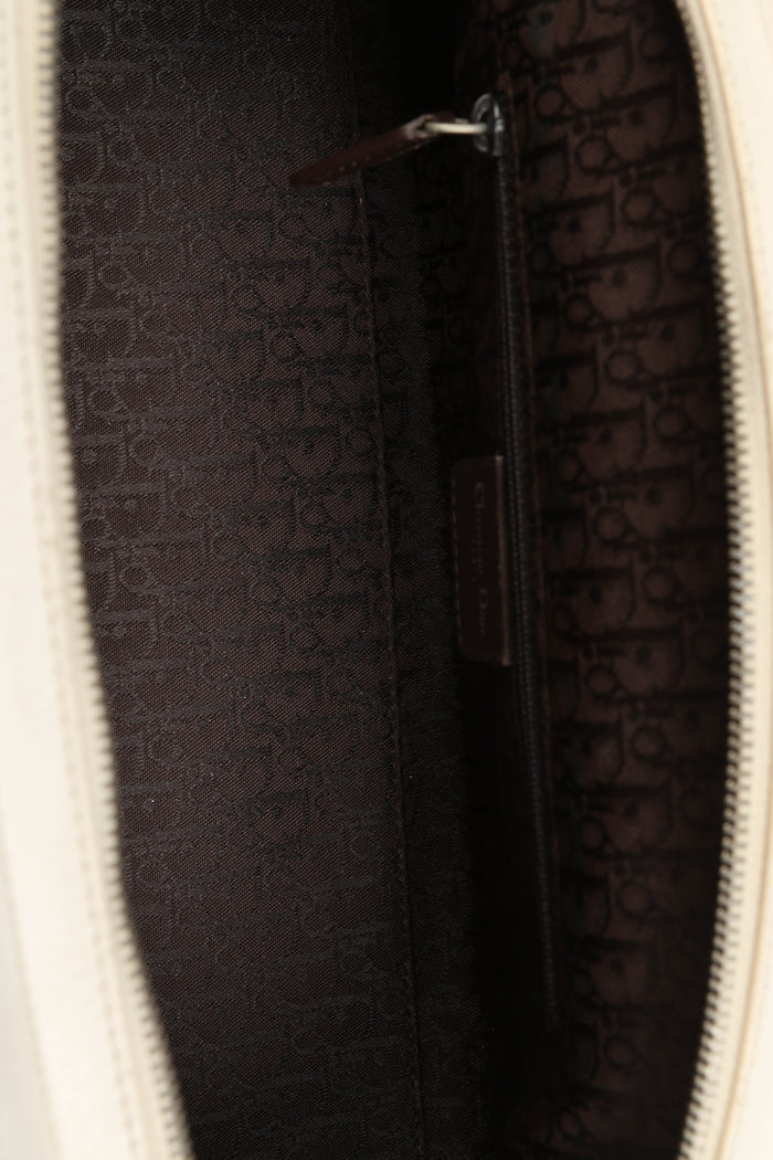 2000s Christian Dior White Leather Detective Top Handle Bag