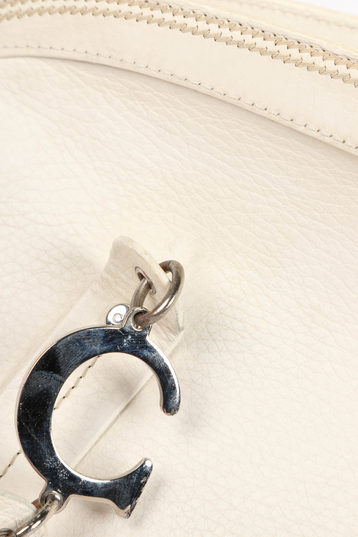 2000s Christian Dior White Leather Detective Top Handle Bag