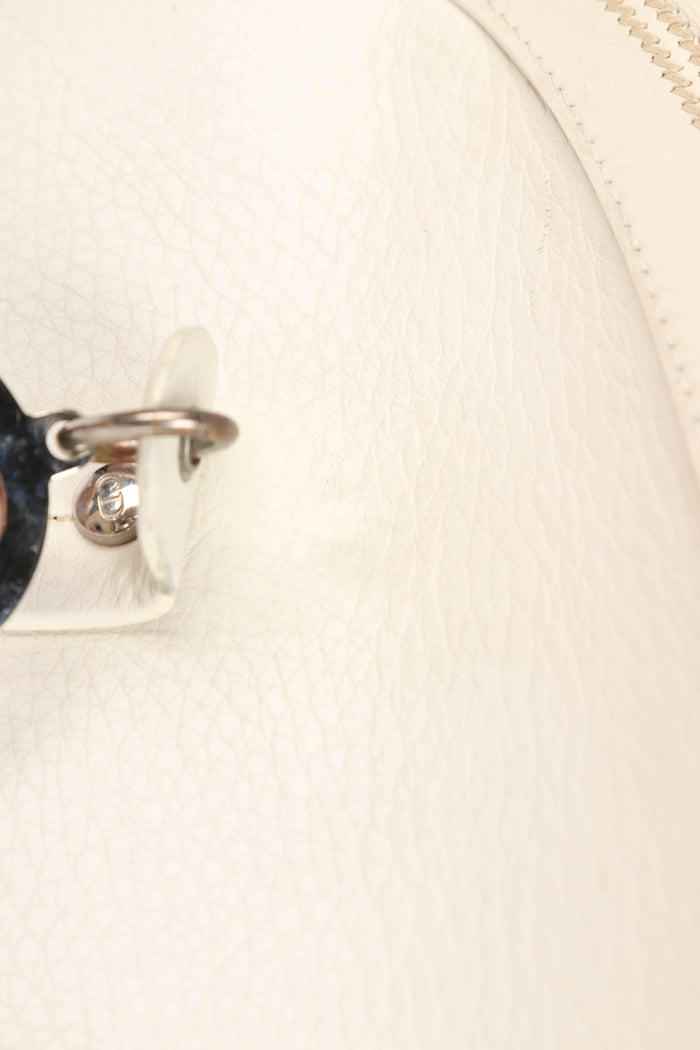 2000s Christian Dior White Leather Detective Top Handle Bag