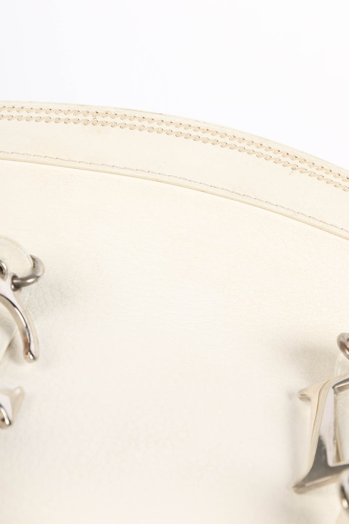 2000s Christian Dior White Leather Detective Top Handle Bag