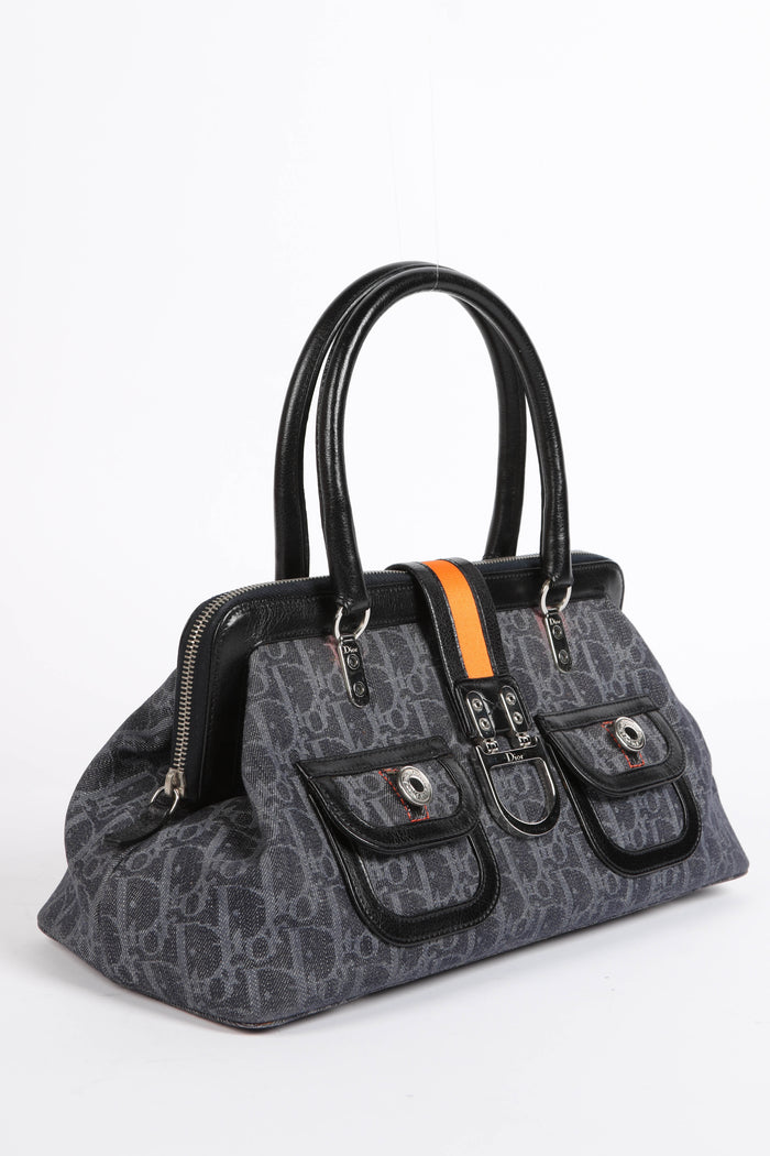 2000s Christian Dior Flight Collection Frame Top Handle Bag