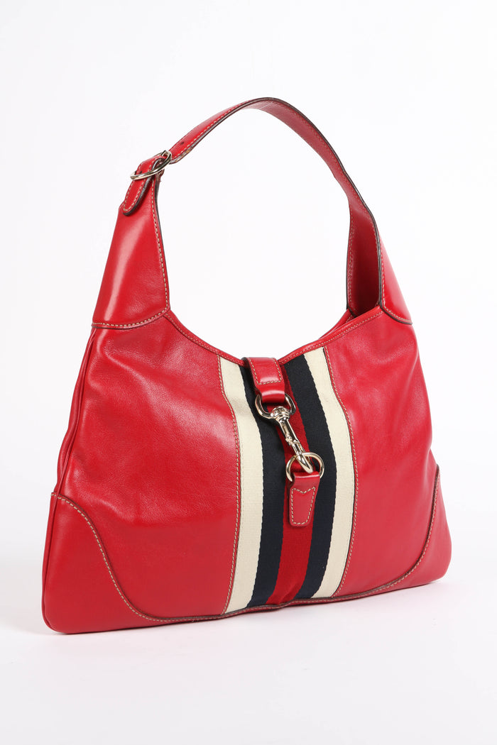 Vintage Gucci Red Leather Jackie Shoulder Bag