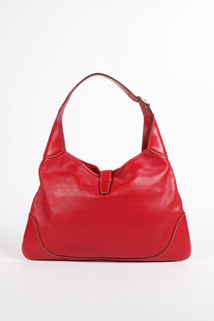 Vintage Gucci Red Leather Jackie Shoulder Bag