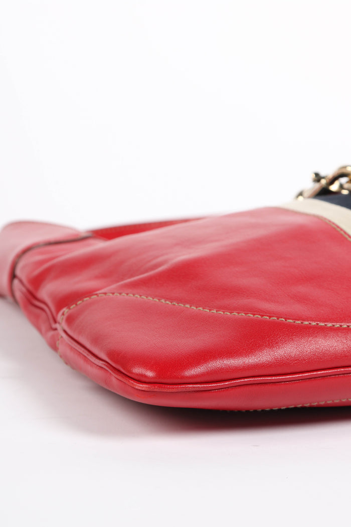 Vintage Gucci Red Leather Jackie Shoulder Bag