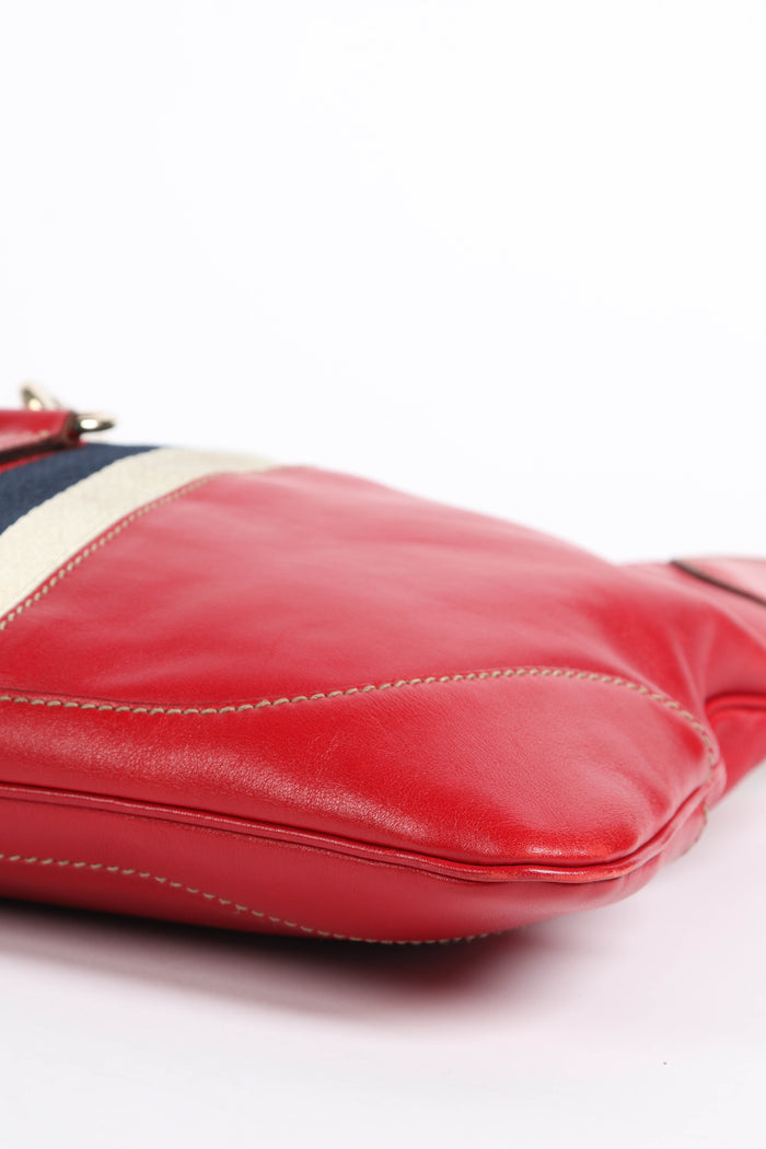 Vintage Gucci Red Leather Jackie Shoulder Bag