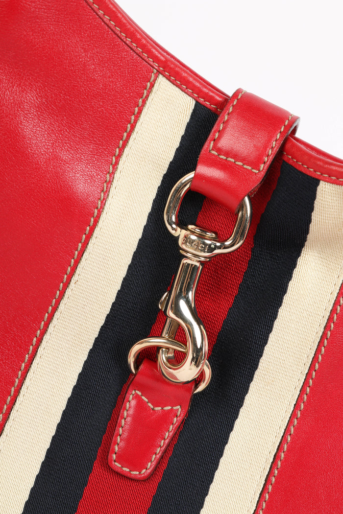 Vintage Gucci Red Leather Jackie Shoulder Bag