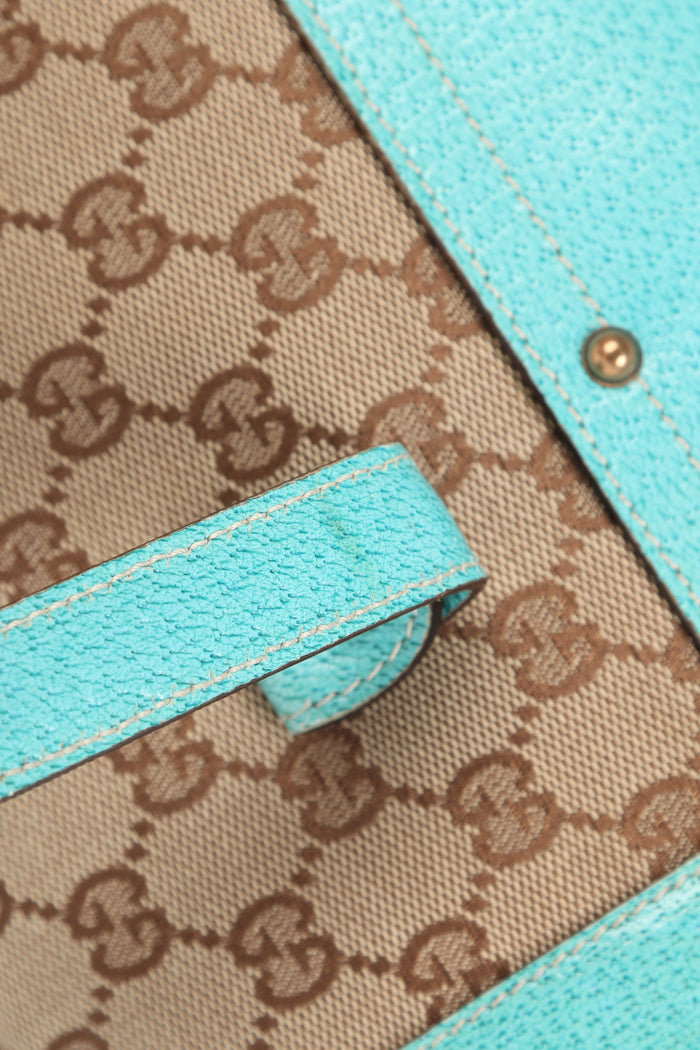 Vintage Gucci Monogram Canvas Bamboo Large Bullet Shoulder Bag