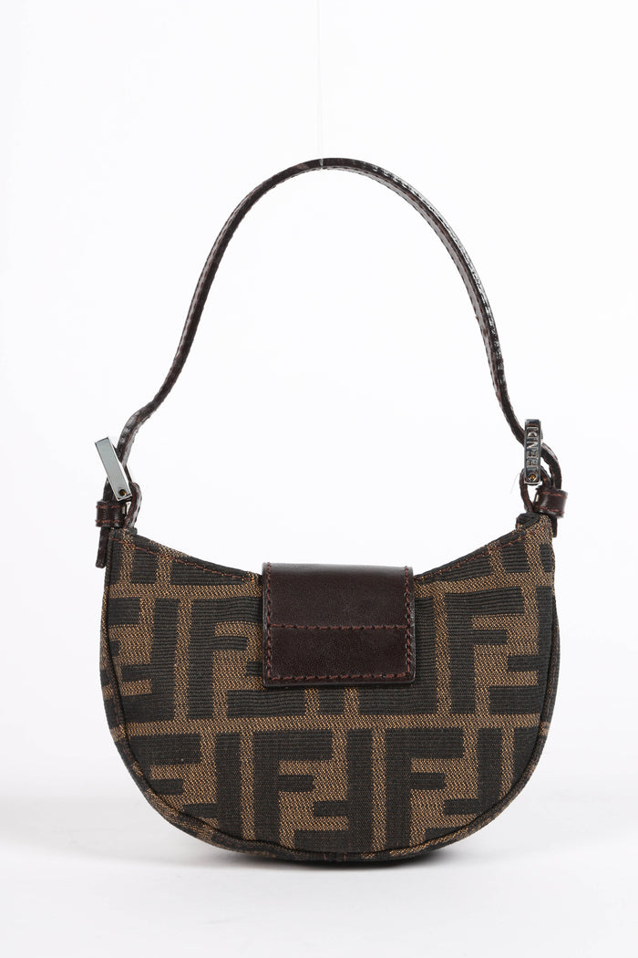 90s Fendi Zucca Monogram Mini Croissant Top Handle Bag