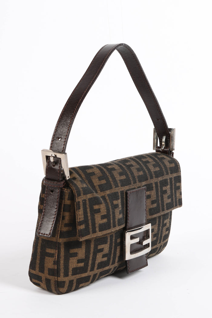 90s Fendi Zucca Monogram Baguette Shoulder Bag