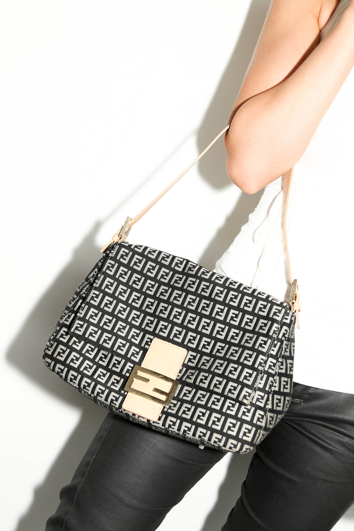 Vintage Fendi  Zucchino Mamma Baguette Shoulder Bag